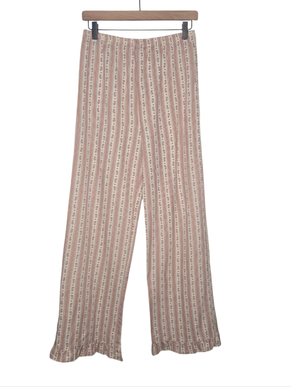 Rylee Cru Youth Girls Candy Cane Stripe Print Ruffle Hem Pajama Pants Size 16